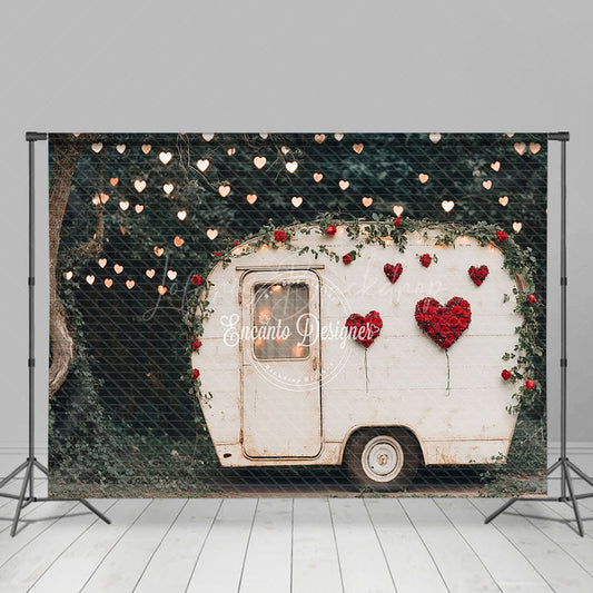 Lofaris Light Forest Retro Motorhome Valentines Day Backdrop