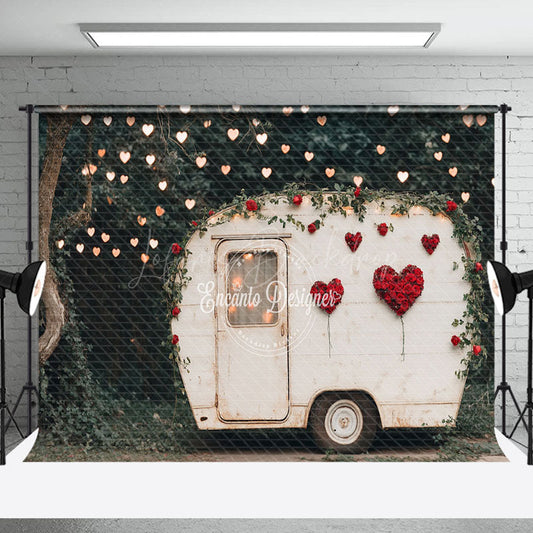 Lofaris Light Forest Retro Motorhome Valentines Day Backdrop