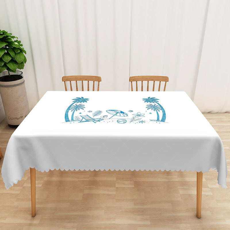 Lofaris Light Gray Tropical Palm Leaf Rectangle Tablecloth for Modern and Neutral Coastal Dining Decor