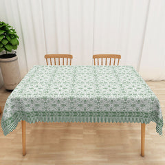 Lofaris Light Green Floral Rectangle Tablecloth for Spring and Sage Themed Wedding or Baby Shower