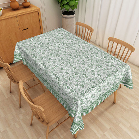 Lofaris Light Green Floral Rectangle Tablecloth for Spring and Sage Themed Wedding or Baby Shower