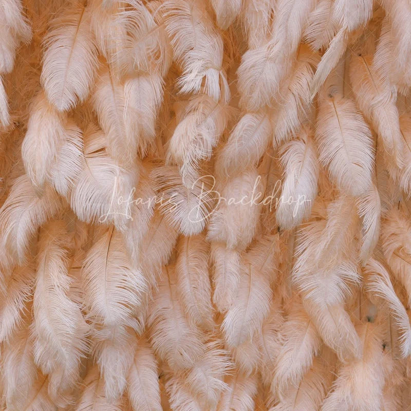 Lofaris Light Peach Feather Textured Artificial Flower Wall Elegant Fluffy Backdrop for Wedding Party Decor