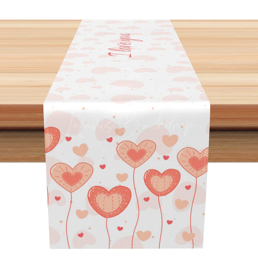 Lofaris Light Pink Heart Bubble Valentines Day Table Runner