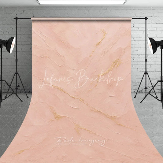 Lofaris Light Pink Textured Sweep Backdrop with Gold Accents Elegant Abstract Photography Background for Portraits