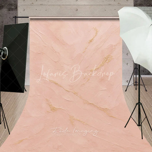 Lofaris Light Pink Textured Sweep Backdrop with Gold Accents Elegant Abstract Photography Background for Portraits