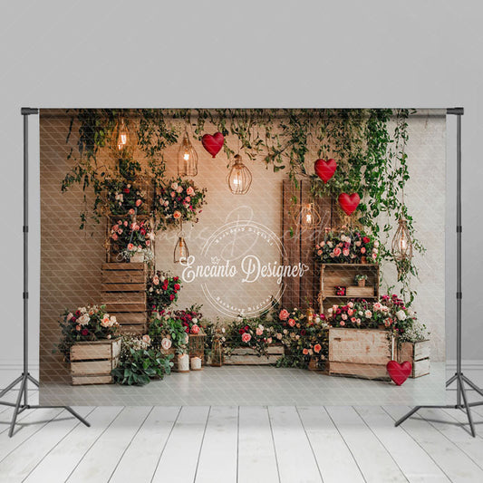 Lofaris Light Plant Floral Romantic Valentines Day Backdrop
