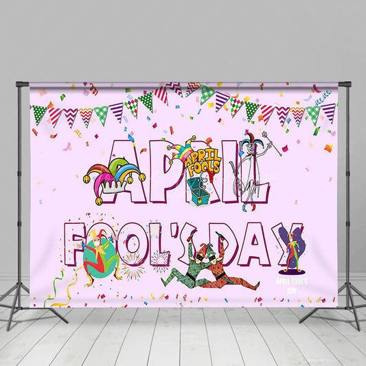 Lofaris Light Purple Colorful Flags April Fools Day Backdrop