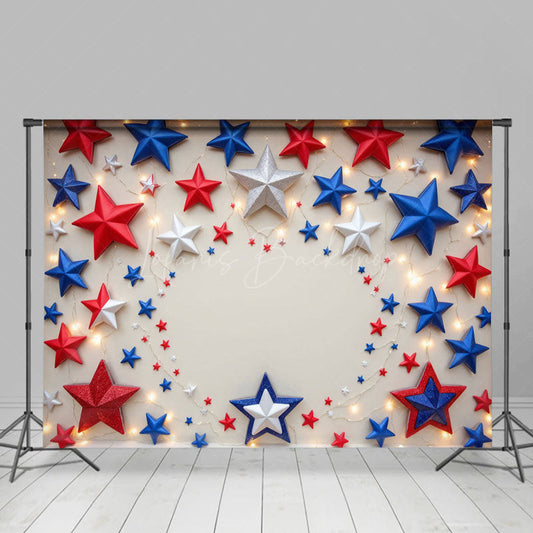 Lofaris Light Red Blue White Stars Independence Day Backdrop