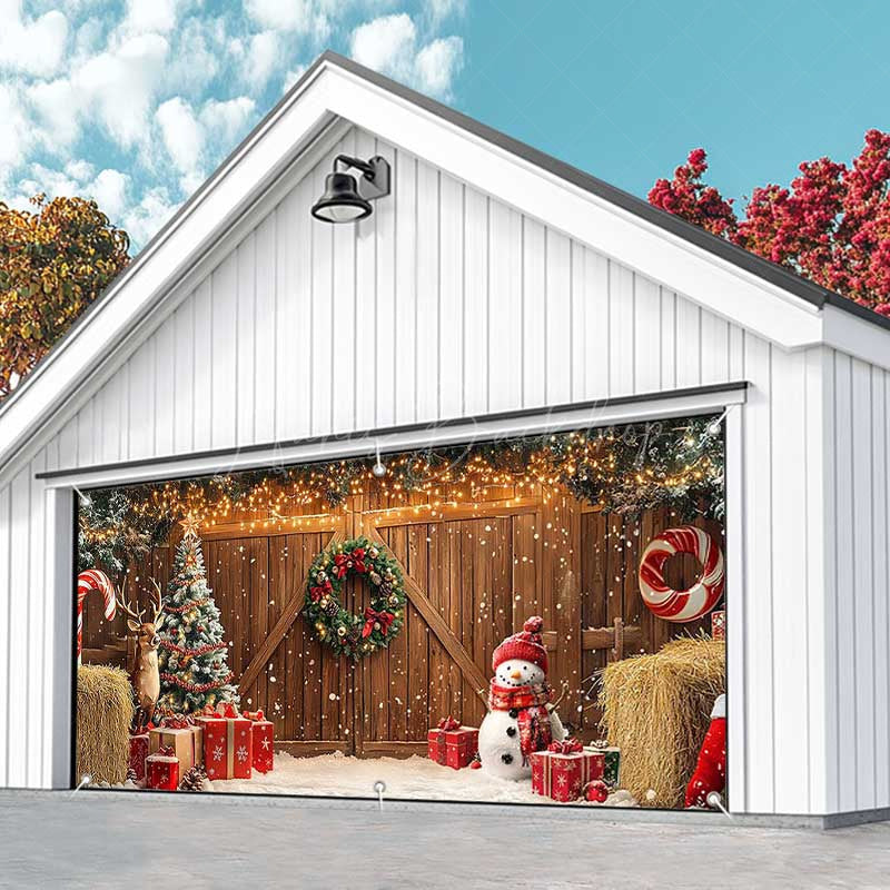 Lofaris Lighted Barn Door Christmas Vibe Garage Banner