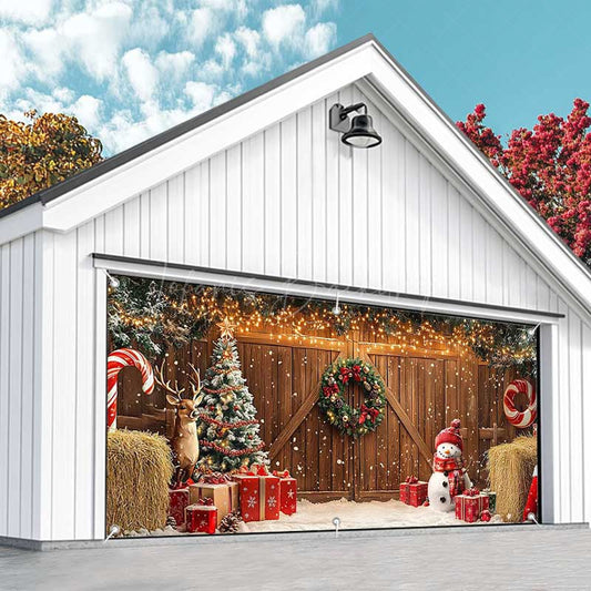 Lofaris Lighted Barn Door Christmas Vibe Garage Banner