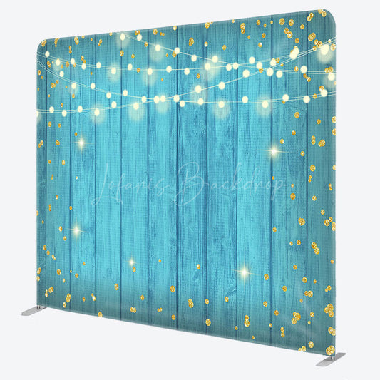 Lofaris Lighted Blue Wooden Dance Party Pillow Case Backdrop