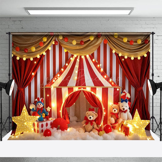 Lofaris Lighted Circus Tent Curtain Cake Smash Photo Backdrop