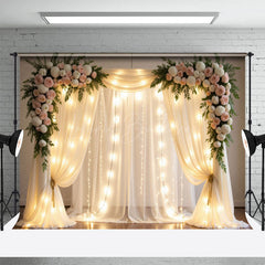 Lofaris Lighted Dreamy Floral Fairy Tulle Wedding Backdrop