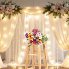 Lofaris Lighted Dreamy Floral Fairy Tulle Wedding Backdrop