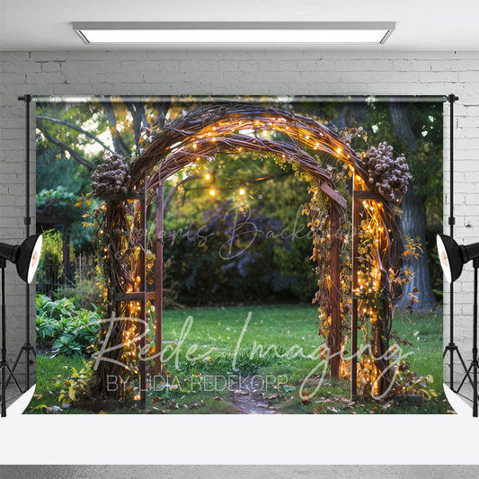 Lofaris Lighted Floral Arch Grassland Summer Photo Backdrop
