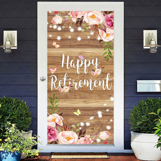 Lofaris Lighted Floral Wooden Happy Retirement Door Cover