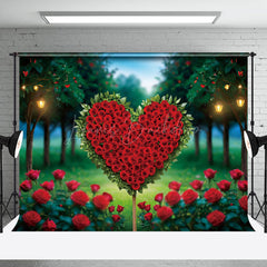 Lofaris Lighted Forest Heart Red Rose Valentines Day Backdrop