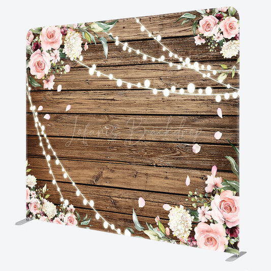 Lofaris Lighted Pink Rose Wooden Wedding Pillow Case Backdrop