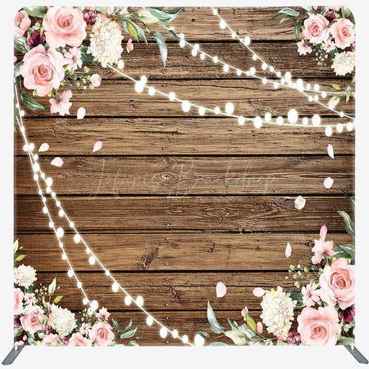 Lofaris Lighted Pink Rose Wooden Wedding Pillow Case Backdrop