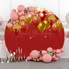 Lofaris Lighted Red Gold Balloon Glitter Round Party Backdrop