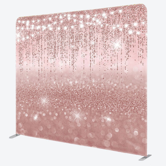 Lofaris Lighted Rose Gold Glitter Square Tension Backdrop