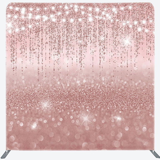 Lofaris Lighted Rose Gold Glitter Square Tension Backdrop