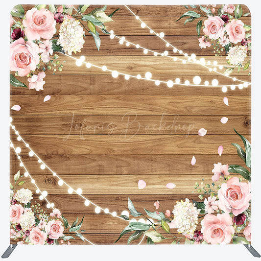 Lofaris Lighted Rose Leaves Wood Wedding Pillow Case Backdrop