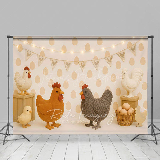 Lofaris Lighted Rural Chicken Eggs Cake Smash Photo Backdrop