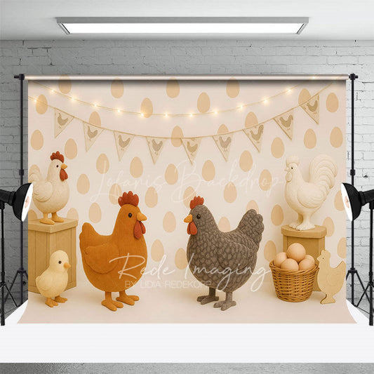 Lofaris Lighted Rural Chicken Eggs Cake Smash Photo Backdrop