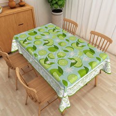 Lofaris Lime and Blossom Rectangle Tablecloth Tropical Citrus Pattern Dining Table Cover