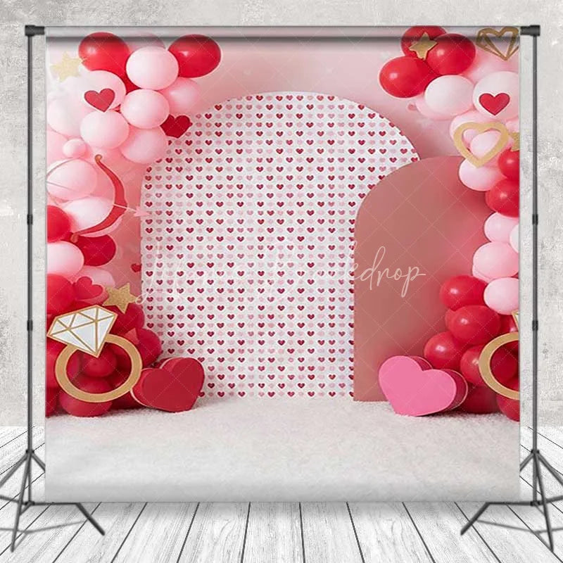 Lofaris Lipstick Kiss Marks Room Set Backdrop Red Pink Balloons and Diamond Ring Spa Party Background