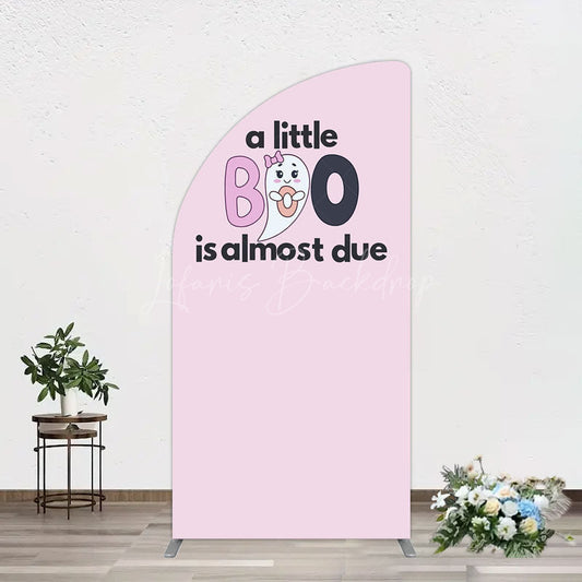 Lofaris Little Boo Almost Due Pink Baby Shower Half Moon Arch Backdrop