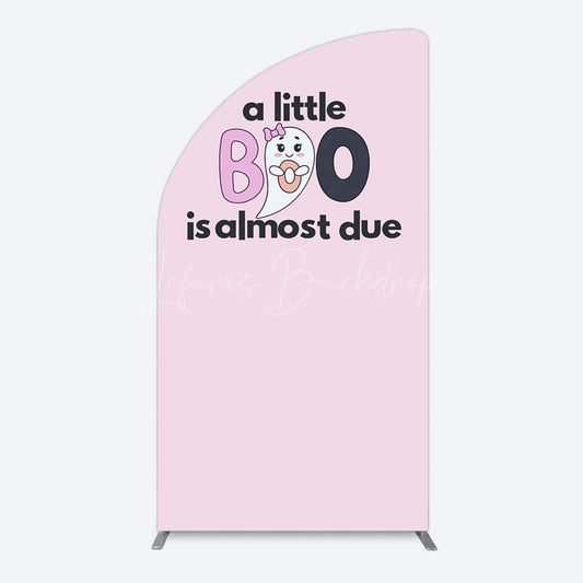 Lofaris Little Boo Almost Due Pink Baby Shower Half Moon Arch Backdrop