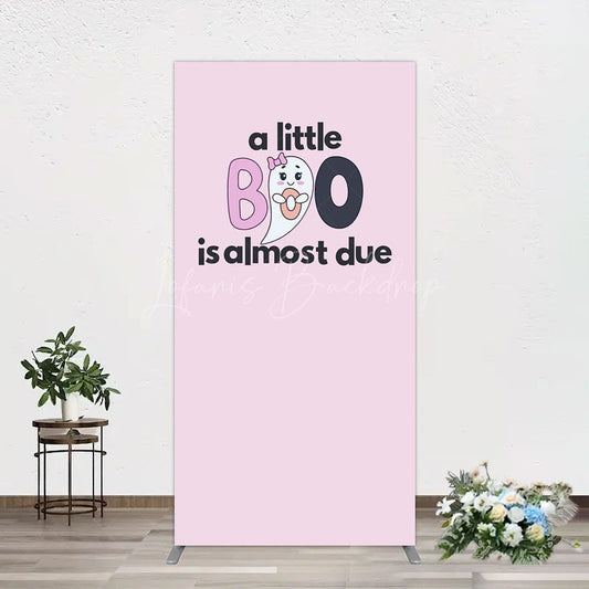 Lofaris Little Boo Almost Due Pink Baby Shower Rectangle Backdrop
