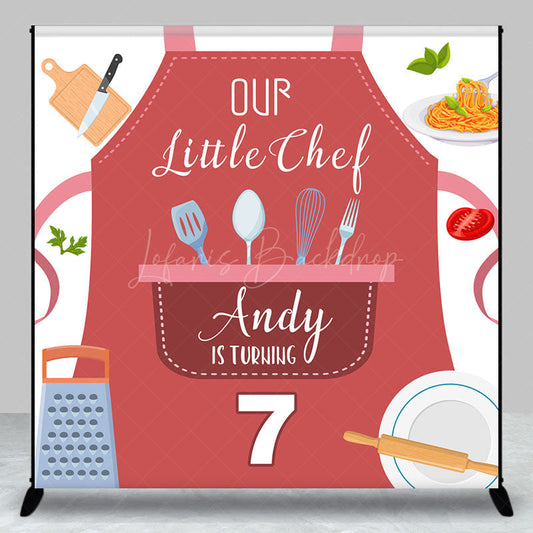 Lofaris Little Chef Apron Custom Name 7th Birthday Backdrop
