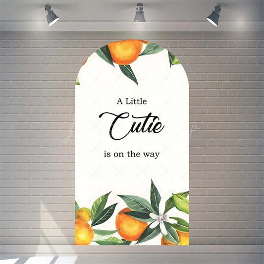 Lofaris Little Cutie Is On The Way Baby Shower Arch Backdrop Fruit Orange With Leaves Vibrant Party Decor