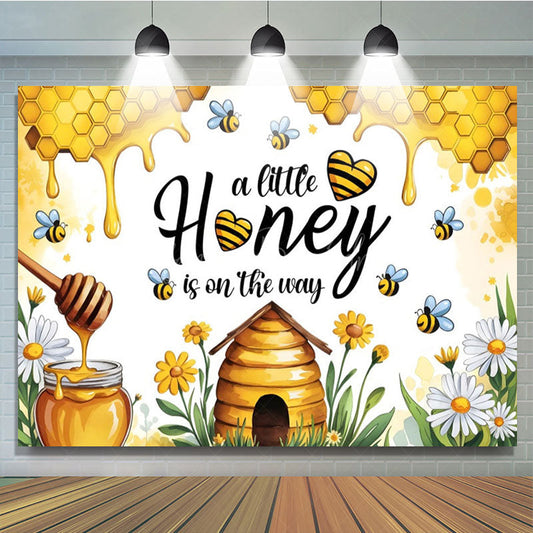 Lofaris Little Honey Is On The Way Cute Baby Shower Backdrop