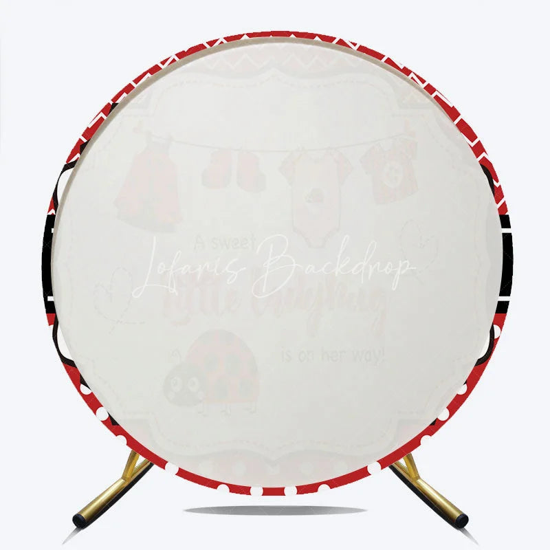 Lofaris Little Ladybug Round Backdrop Red Polka Dot and Bug Clothing Baby Shower Decoration