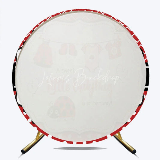 Lofaris Little Ladybug Round Backdrop Red Polka Dot and Bug Clothing Baby Shower Decoration