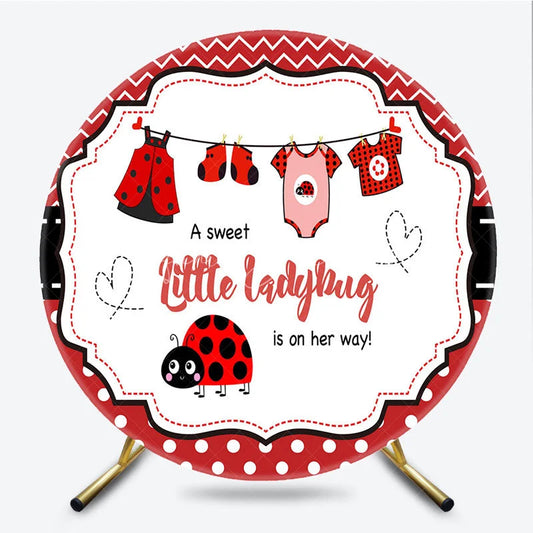 Lofaris Little Ladybug Round Backdrop Red Polka Dot and Bug Clothing Baby Shower Decoration