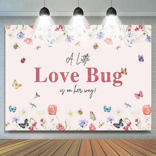 Lofaris Little Love Bug Spring Wildflower Baby Shower Backdrop
