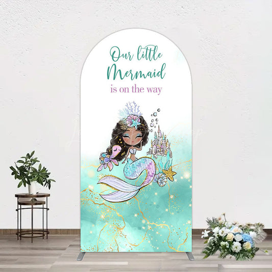 Lofaris Little Mermaid Aqua Green Baby Shower Arch Backdrop