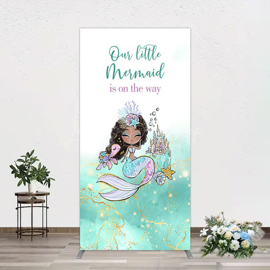 Lofaris Little Mermaid Aqua Green Baby Shower Rectangle Backdrop