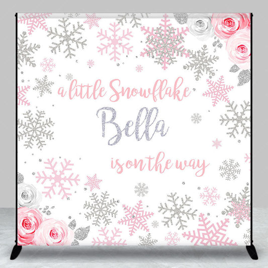 Lofaris Little Snowflake Floral Custom Baby Shower Backdrop