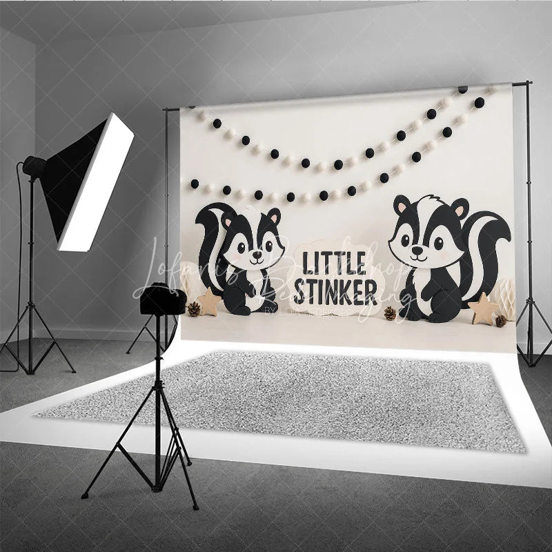 Lofaris Little Stinker Cartoon Skunk Photo Backdrop Woodland Animal Birthday Photography Background