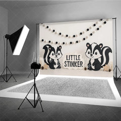 Lofaris Little Stinker Cartoon Skunk Photo Backdrop Woodland Animal Birthday Photography Background