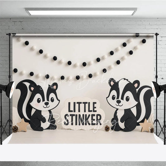 Lofaris Little Stinker Cartoon Skunk Photo Backdrop Woodland Animal Birthday Photography Background