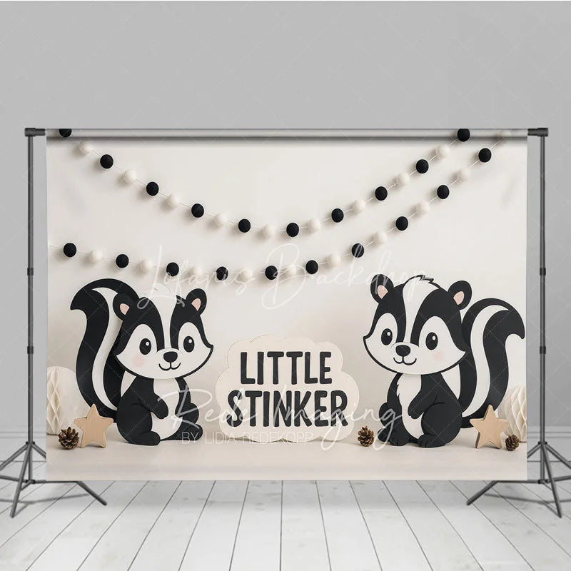 Lofaris Little Stinker Cartoon Skunk Photo Backdrop Woodland Animal Birthday Photography Background