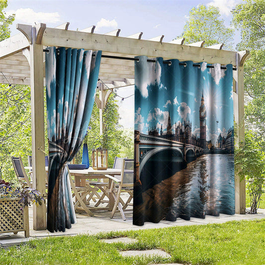 Lofaris London Bridge Waterproof Printed Outdoor Curtains