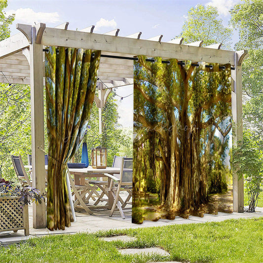 Lofaris Long Vine Tree Waterproof Printed Outdoor Curtains